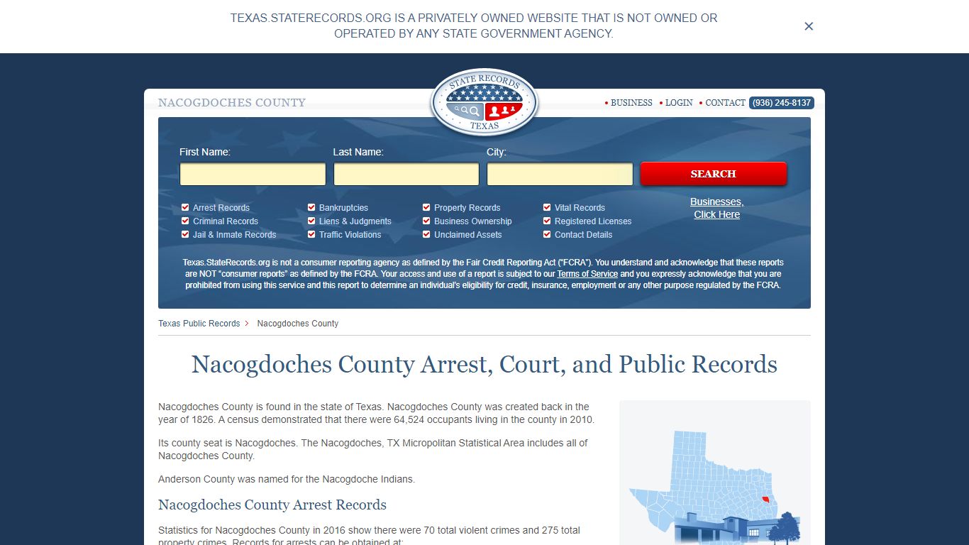 Nacogdoches County Arrest, Court, and Public Records